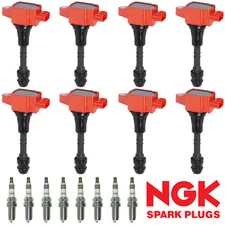 Performance Ignition Coil & NGK Iridium Spark Plug For Infiniti Nissan V8 UF551