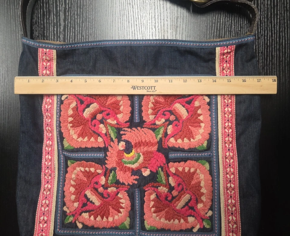 Bolso de Hombro Hobo Denim Bordado Vintage LUCKY BRAND Y2K XL Foto 4 de 4