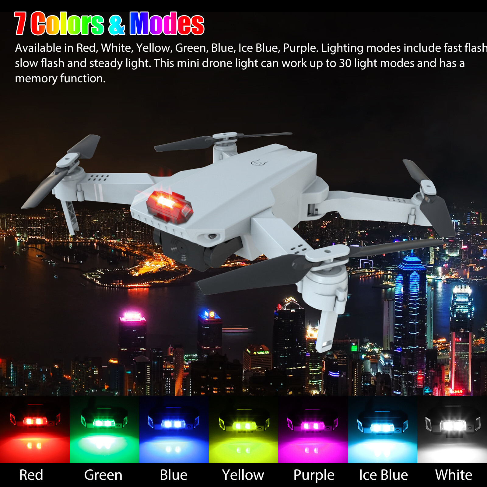 LED Anticollision Warning Strobe Light 7 Colors for Chargeable