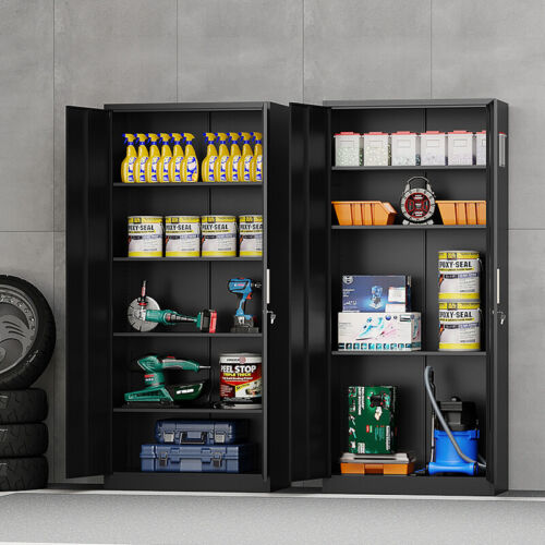 71" Metal Storage Cabinet with long handle and adjustable shelves,Lock for Home - Picture 3 of 6