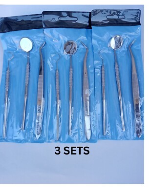 German 9 Pcs BASIC DENTAL EXPLORER MIRROR COLLEGE COTTON PLIER INSTRUMENTS SET
