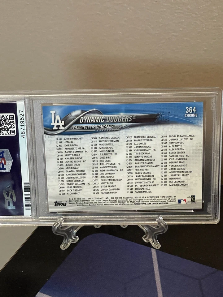 2018 TOPPS CHROME LOS ANGELES DODGERS #364 SAPPHIRE ED. PSA GEM MT. 10 - Image 2 of 2