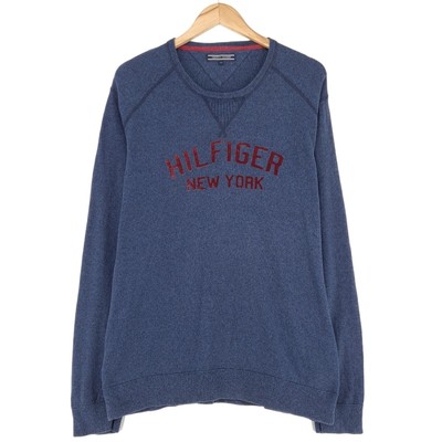 Tommy Hilfiger Rundhals Blau Baumwolle Kaschmir Pullover Herren