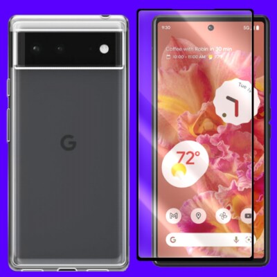 Anti-Bubble Screen Protector + Durable Soft Slim TPU Case fit Google Pixel 6 USA