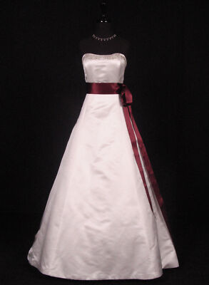 Sash Belt Bridal Wedding Burgundy Swiss Double Faced Satin for Formal Dress  Gown