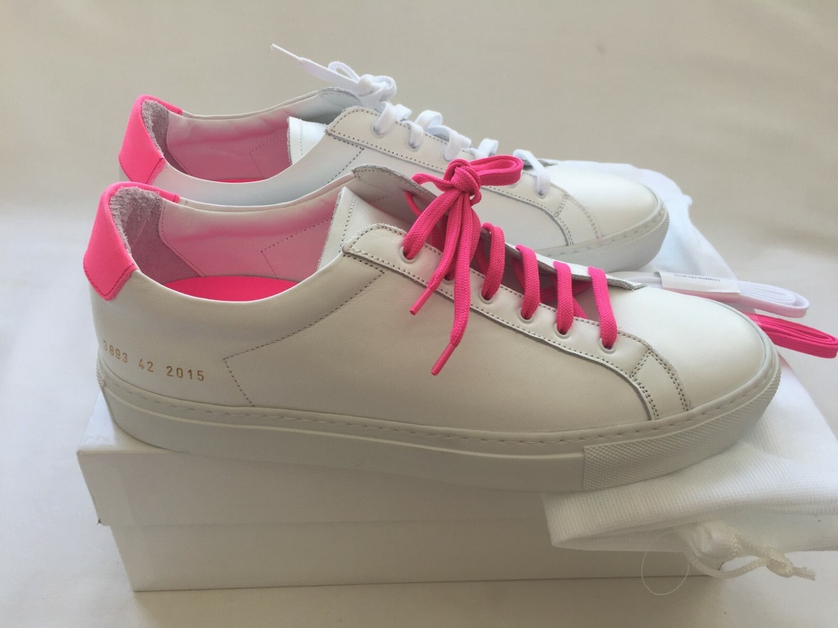 スニーカー COMMON PROJECT Women Sneakers 61902015 PINK New COMMON PROJECTS Retro White/Pink Leather Low Top Sneaker