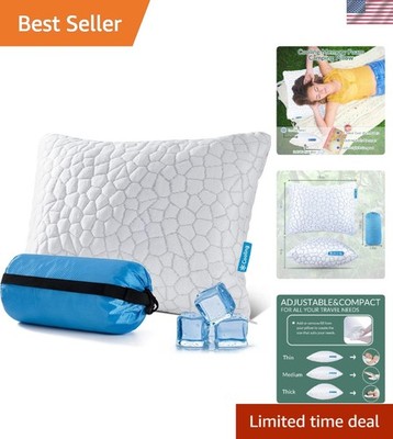 Cooling Pillow for Sleeping, CertiPUR- Shredded Memory Foam Camping Pillow Se...