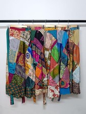Bulk Lot Handmade Vintage Silk Sari Long Patchwork Wrap Skirts Boho Maxi Skirts