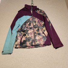 Obermeyer Ski Jacket Kids Teen XL 18 Purple Floral Camo Hooded Insulated