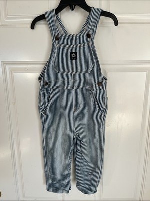 Baby B'gosh  Stretchy Hickory  Stripe Overalls  Sz 18M  Pinstripe Railroad