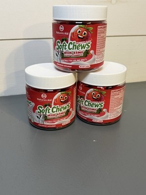Iron Soft Chews Natures Aid Dietary Supplement Iron 45 Mg Plus Vitamin C 60 Ct