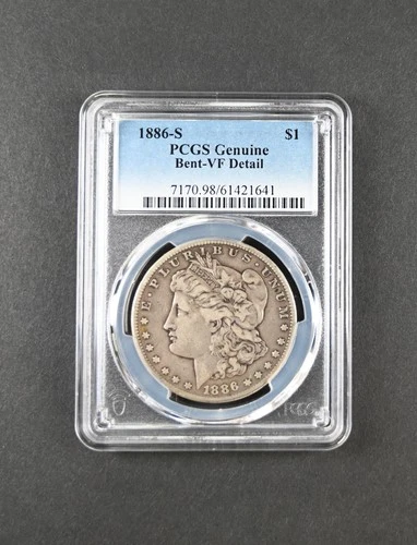 1886-S PCGS VF Bent Detail Morgan Silver Dollar $1 Circulated USA Coin