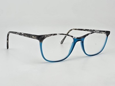 Vanni V1260 A204 Black Grey Maps Aquamarine Cat Eye Eyeglasses Frame Italy 52mm