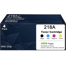 Compatible 218A Toner 4-Pack for HP LaserJet Pro 3201dw 3301fdw CMYK