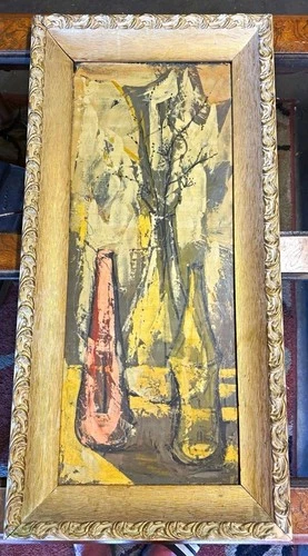 Aaron Bros. Co. Abstract Still Life Flowers in Vase Painting, Framed