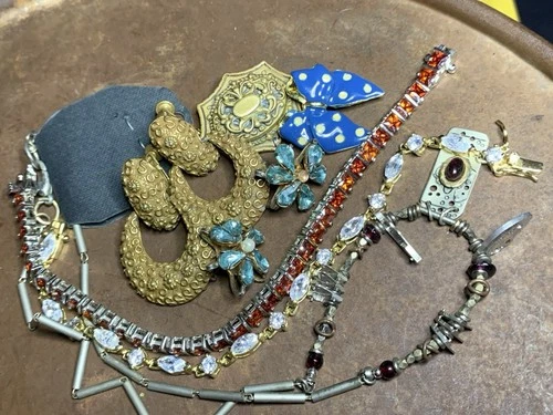 Small Lot Unique Vintage Antique Costume Jewelry Crystal Stones 925 Etc…
