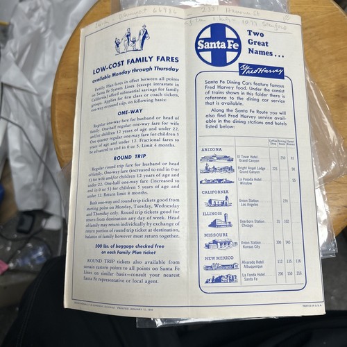 1958 Santa Fe Railway System Time Table Ticket Agent Edition Vintage Railroad - Picture 2 of 2