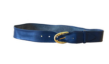 VINTAGE SOFT NAVY BLUE LEATHER ADJUSTABLE BELT WOMEN'S SIZE M/L MEDIUM LARGE