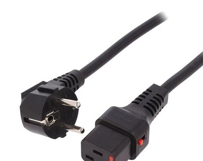 Cable; H05VV-F; CEE 7/7 (E/F) plug angled,IEC C19 female - IEC-EL262S | EU Stock