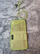 Travelon Neck Wallet Passport Holder Organizer Lime Green Lanyard ID Zip Pocket