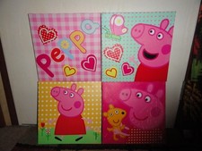 SET OF 4 CANVAS PEPPA PIG PRINTS 11 3/4" X 11 3/4" PINK WALL ART