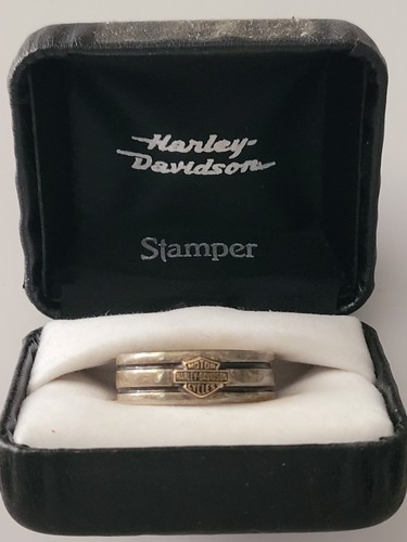 Vintage Stamper Harley Davidson Sterling Silver Ring Size 9/10 With Case