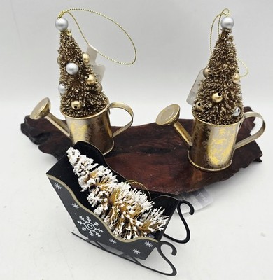 Watering Can Bottle Brush Tree Christmas  Ornament Gold- Wondershop & Sleigh (3)