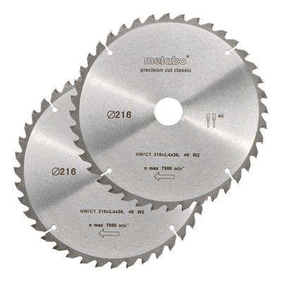 Metabo 2x Kreissägeblatt ''precision cut wood - classic'', 216 x 30 mm,...