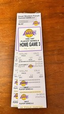 1996-97 Lakers Playoff Tickets Round A Game 3 Kobe Rookie Season Full Tickets.