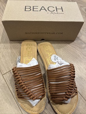 Beach by Matisse Baxter Sandals Women s 10M Tan Slip-On Woven Slide New