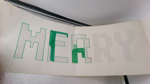 Vintage Banner Merry Christmas Happy New Year Dot Matrix Computer Paper Printout