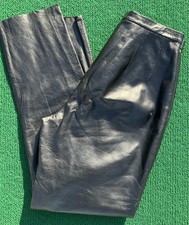Apostrophe Pants Womens 10 Black Genuine Leather Lined High Rise Tapered Leg