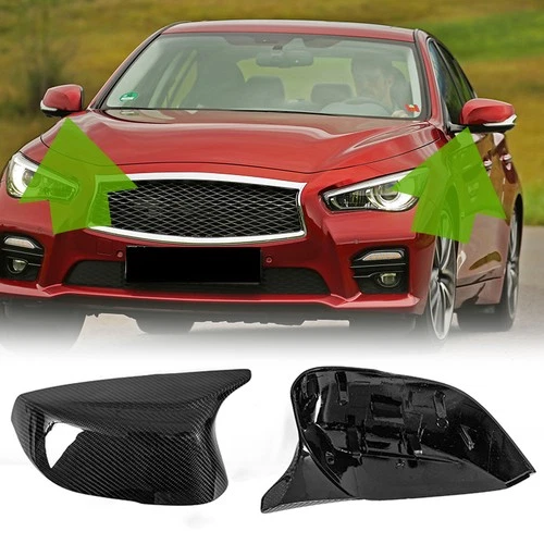 Real Carbon Fiber M Style Side Mirror Cover Cap For INFINITI Q50 Q60 2014-18 US