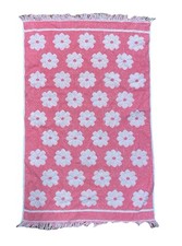 Vtg Martex Bath Towel Pink Flower Power Daisy 100% Cotton Groovy Made In USA