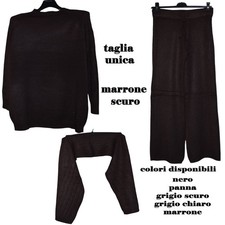 completo donna 3 pezzi maglia,pantalone e stole in tessuto maglia TU331