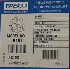 Fasco A197 Specific Purpose Blowers, Trane 7092-0238, D342097P01