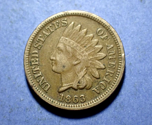1863 Copper Nickel Indian Cent  Abt. XF