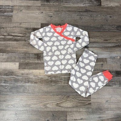 Hanna Andersson Kids' Size 5 Gray Heart Print Organic Cotton Pajama Set