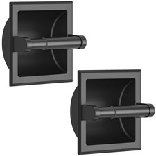 Toilet Paper Holder, 2 Pack, Matte Black, Recessed for Mega Rolls, Square