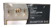 Hampton Bay Pavlen 24 in. 3-Light Antique Brass Vanity Light New