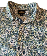 Cremieux Premium Denim Shirt MENS XXL 2XL Button Down Short Sleeved Compass