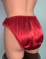 NEW Glossy Satin  Lace XL 8 Hi Cut Bikini Panties Lace Inset at Hip