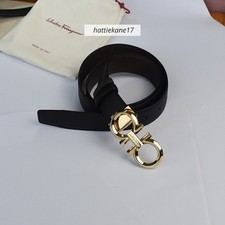 Ferragamo Reversible Black /Brown belt Men length 120 cm Gold Gancini buckle