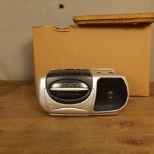 Durabrand CT-995 Boombox AM FM Radio Cassette Recorder Portable Handle Silver