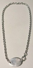 925 Sterling Silver Rolo Link With Tag Necklace 18" Inches Italy 36.5g