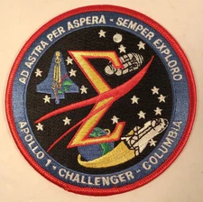 NASA Patch Ad Astra Per Aspera Semper Exploro Apollo 1 Challenger Columbia 4"