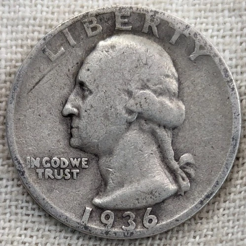 1936 S Washington Quarter VG : Very Good, Low Mintage (3.8M) - .9 Fine Silver