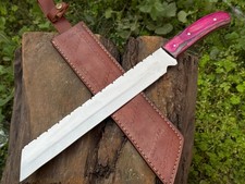 Handmade CARBON Steel Custom Hunting Bowie Knife with WOOD Handle