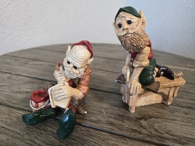 Vintage Legend Of Santa Claus Resin Christmas Elf Pair FigurinesCF-005 Numbered