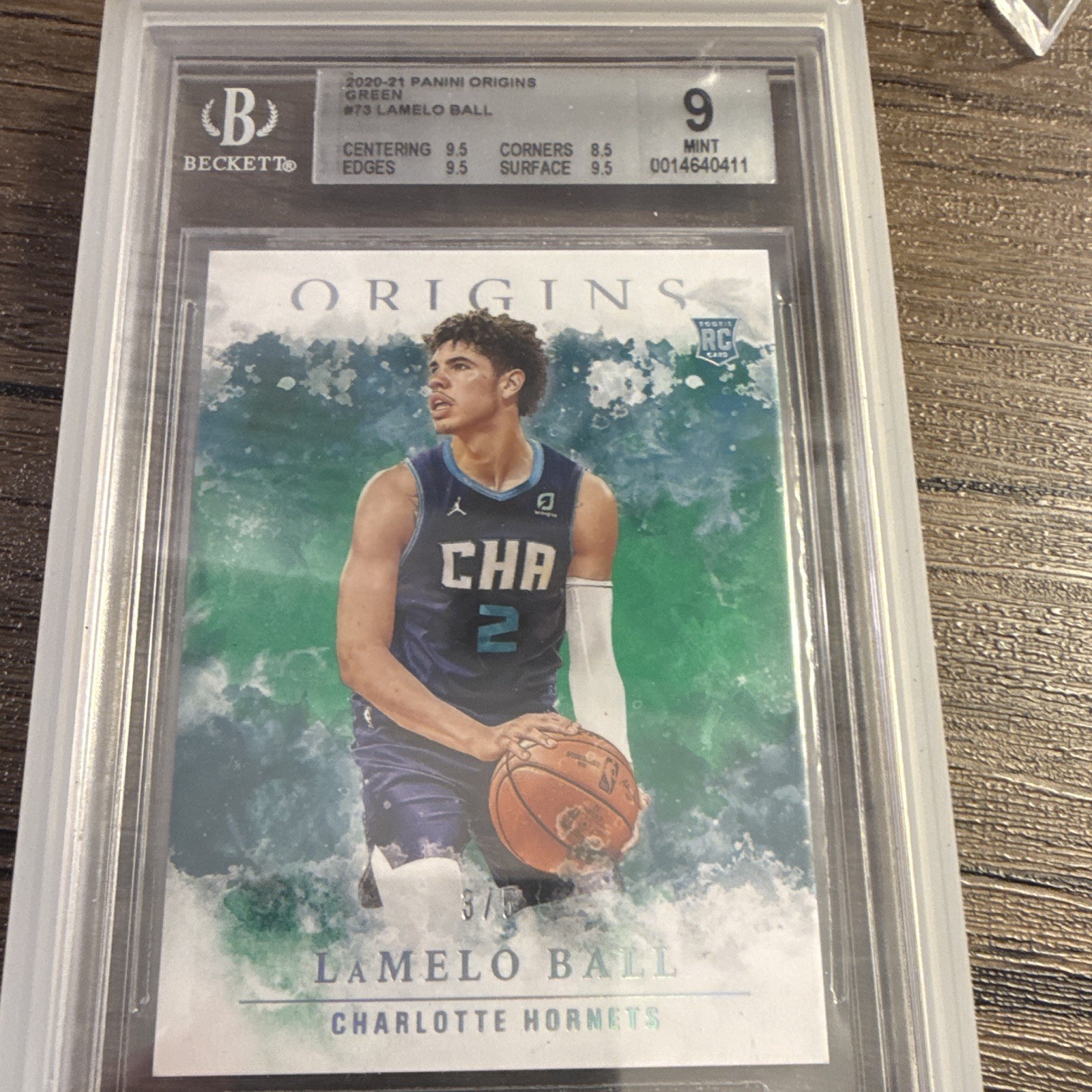 Panini Origins 2020-21 LaMelo Ball #73 RC Rookie Green BGS 9 Mint Hornets 3/5